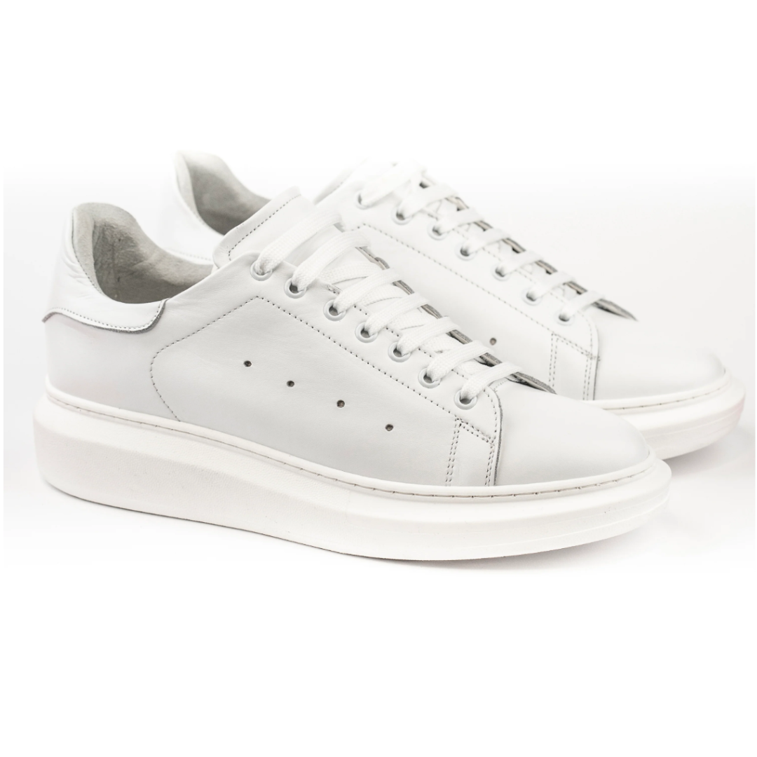 Sneakers in Pelle Liscia - Bianca