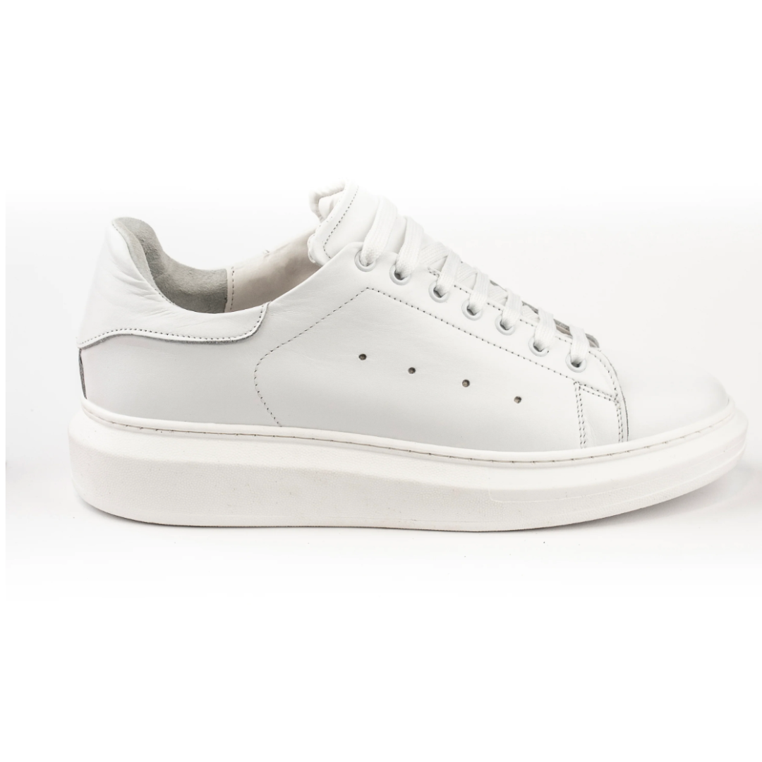 Sneakers in Pelle Liscia - Bianca